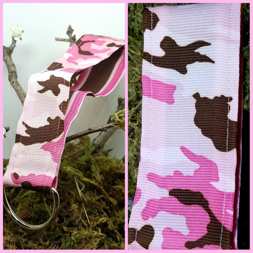 BUNDLE TO SAVE!  Girly Camouflage Ribbon Keychain